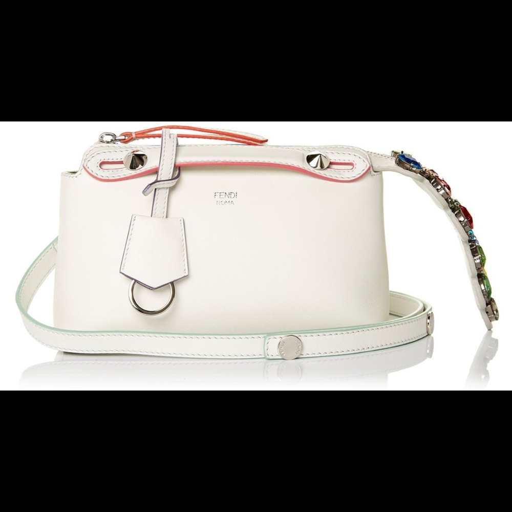 Fendi By The Way Mini Crystal-Tail Bag White/Multi